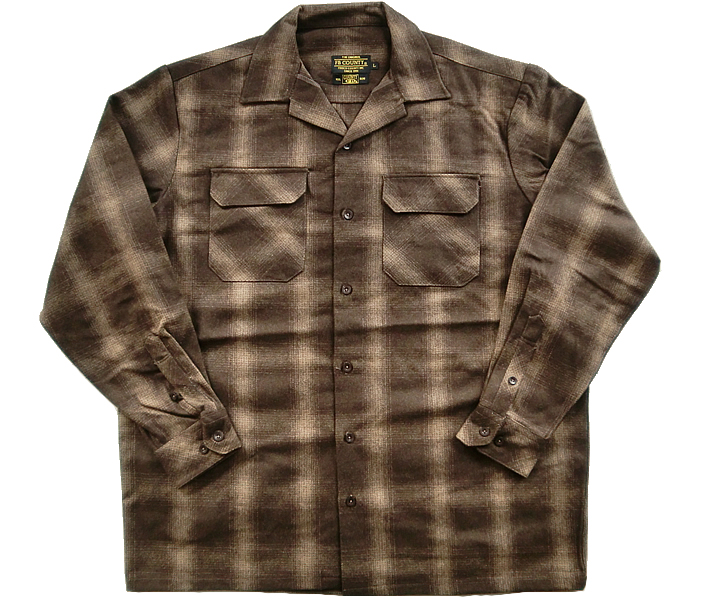 ブラウン WOOL SHIRT LONG SLEEVE BROWN ウールシャツ ロングスリーブ