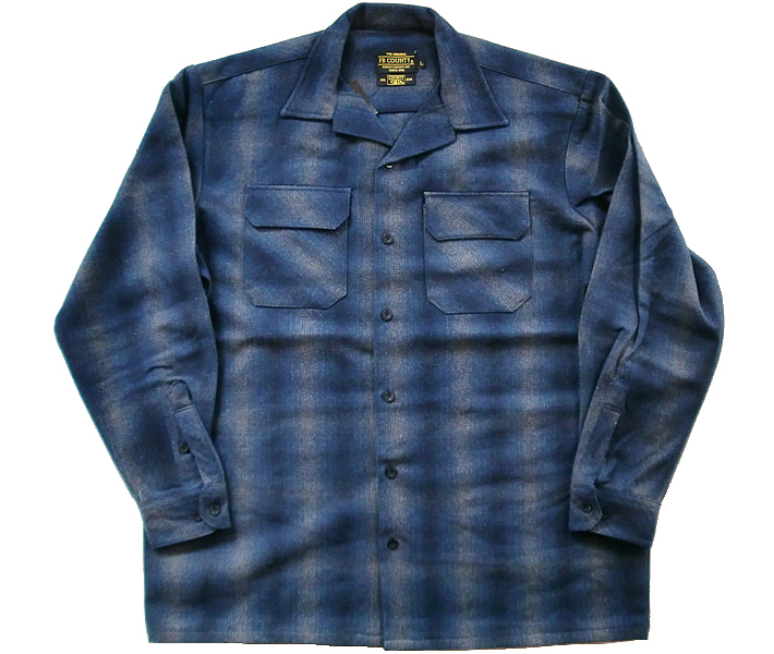 ネイビー WOOL SHIRT LONG SLEEVE NAVY ウールシャツ ロングスリーブ