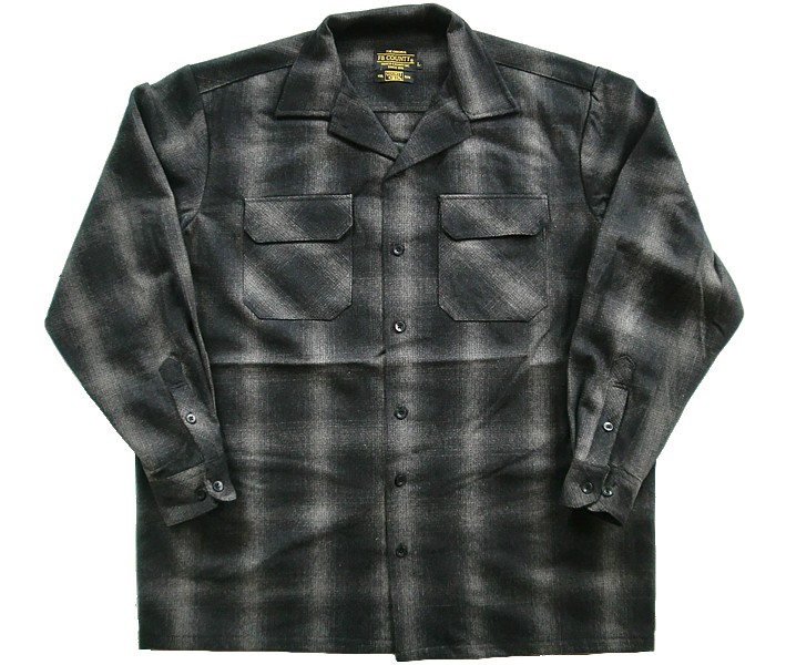 ブラック WOOL SHIRT LONG SLEEVE BLACK ウールシャツ ロングスリーブ